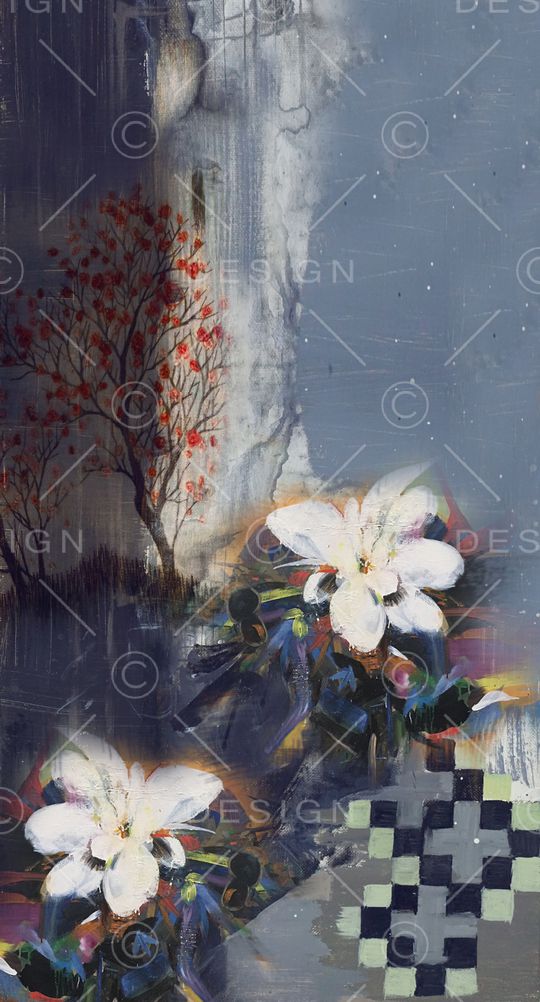 中国风定位花印花华亿平台图片