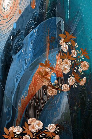 中国风定位花印花华亿平台图片