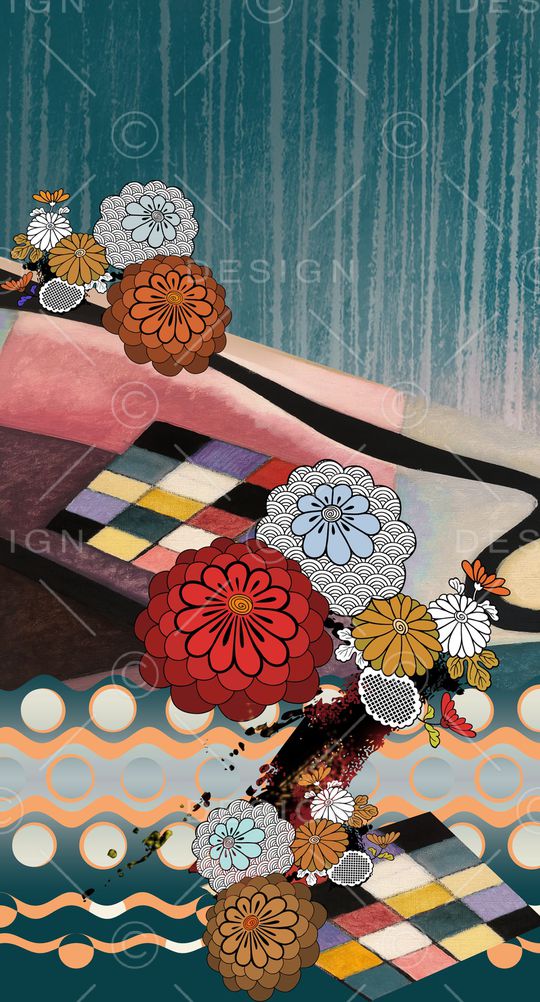 中国风定位花印花华亿平台图片