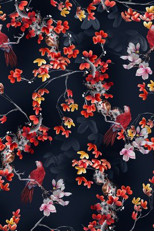 花鸟印花华亿平台图片