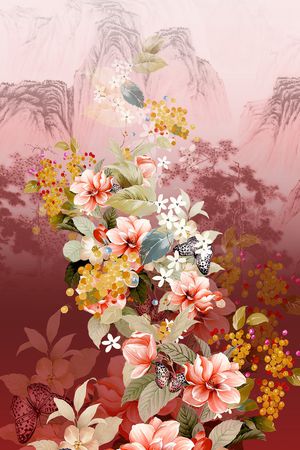 彩底花卉印花华亿平台图片