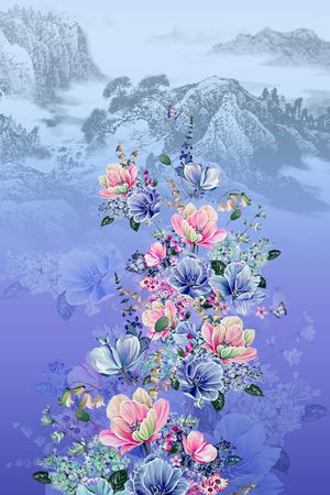 彩底花卉印花华亿平台图片