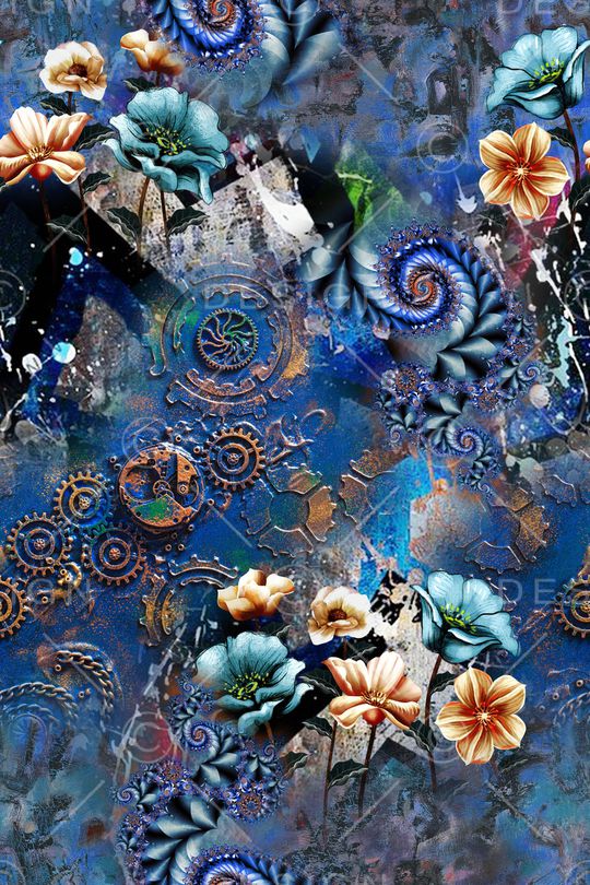 几何花卉印花华亿平台图片