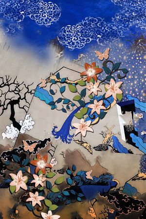 中国风定位花印花华亿平台图片