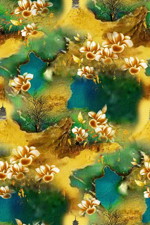 玉兰花印花华亿平台图片