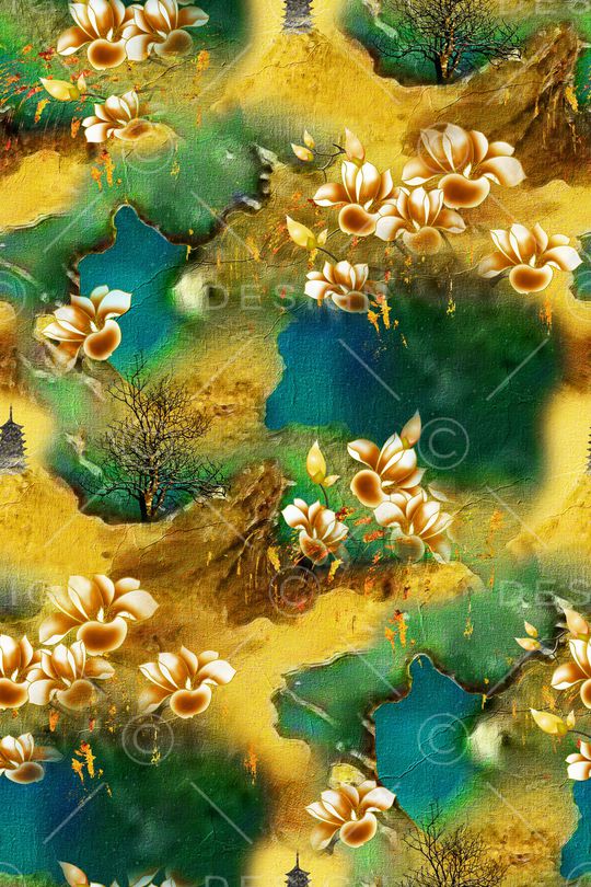 玉兰花印花华亿平台图片