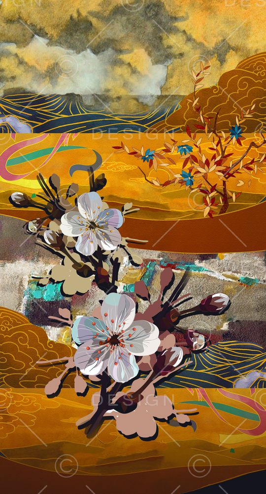 中国风定位花印花华亿平台图片