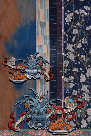 中国风定位花印花华亿平台图片