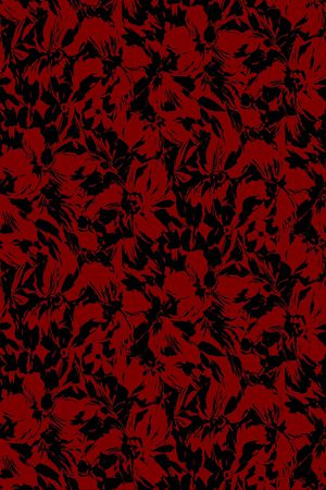 黑底花卉印花华亿平台图片