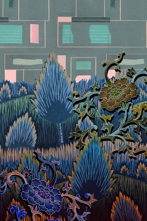 中国风定位花印花华亿平台图片