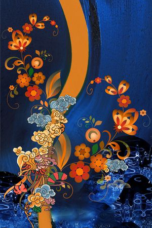 中国风定位花印花华亿平台图片