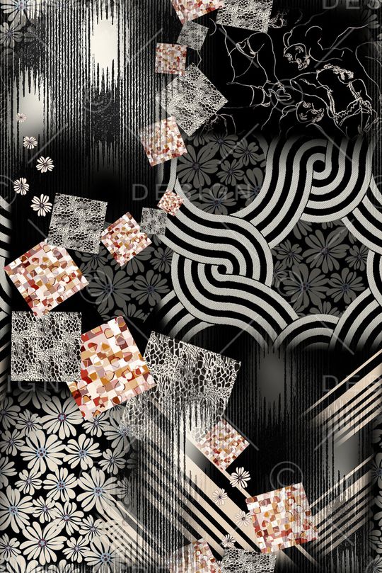 几何花卉印花华亿平台图片