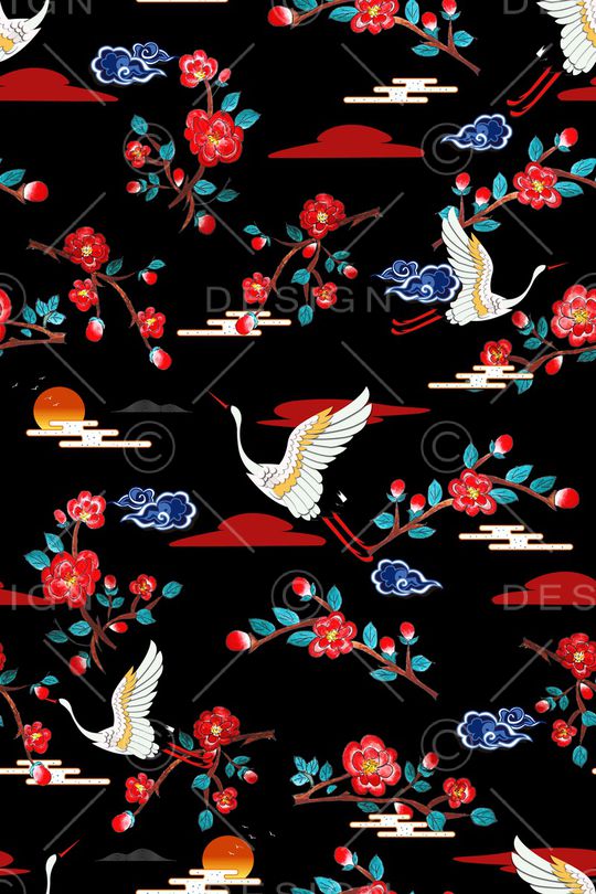 仙鹤印花华亿平台图片