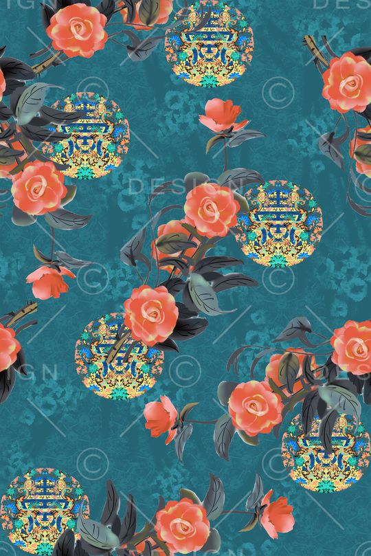 花卉印花华亿平台图片