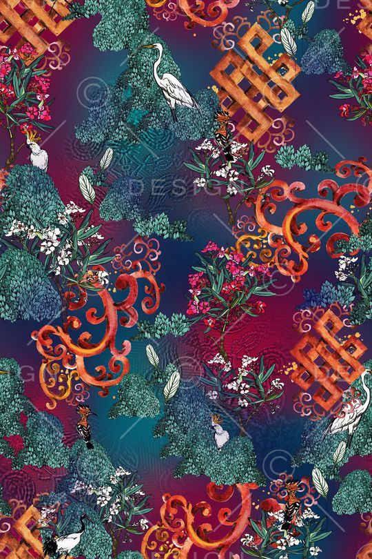 绿植树叶印花华亿平台图片