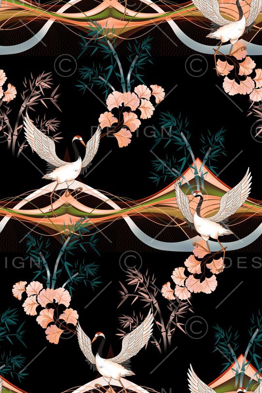 仙鹤印花华亿平台图片