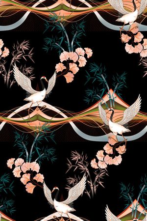 仙鹤印花华亿平台图片