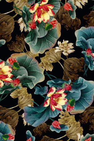 荷花印花华亿平台图片