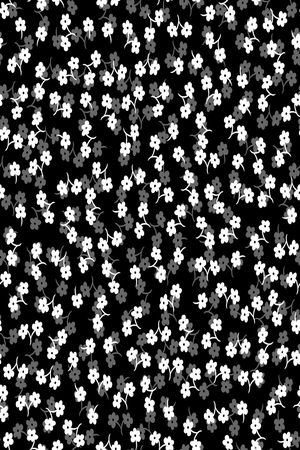 黑底花卉印花华亿平台图片