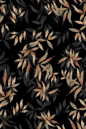 黑底花卉印花华亿平台图片