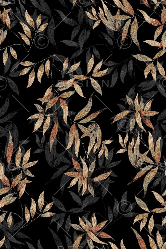 黑底花卉印花华亿平台图片