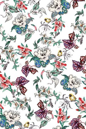 花鸟印花华亿平台图片