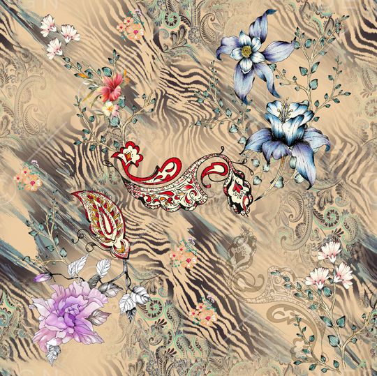 彩底花卉印花华亿平台图片