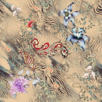 彩底花卉印花华亿平台图片