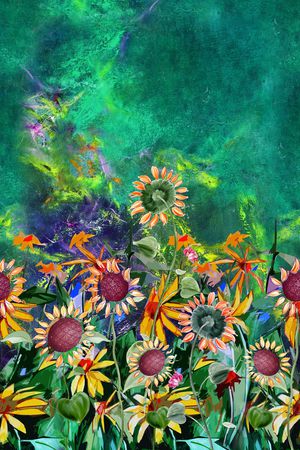 向日葵印花华亿平台图片