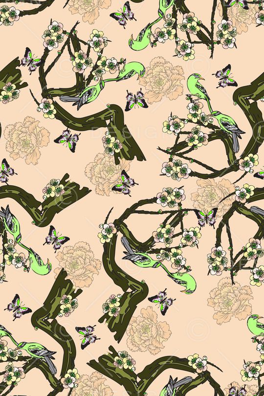 花鸟印花华亿平台图片