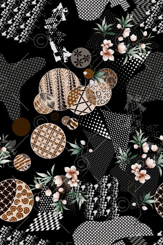 几何花卉印花华亿平台图片