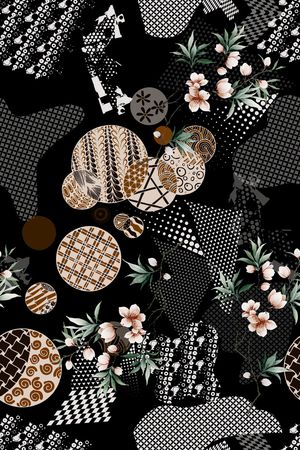 几何花卉印花华亿平台图片