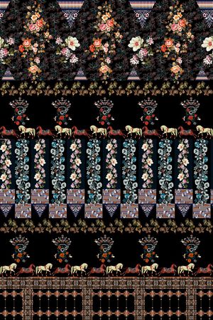 民族花卉印花华亿平台图片