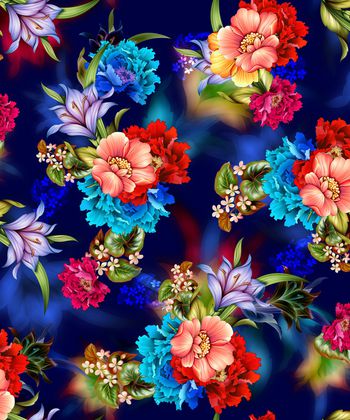 抽象花卉印花华亿平台图片