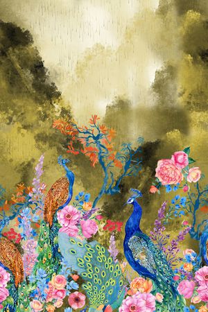 孔雀印花华亿平台图片