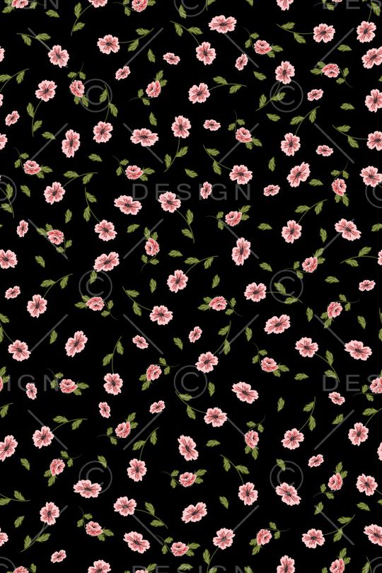 黑底花卉印花华亿平台图片