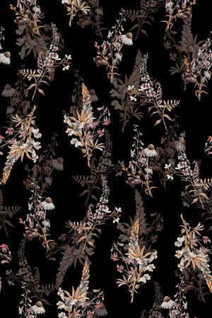 黑底花卉印花华亿平台图片