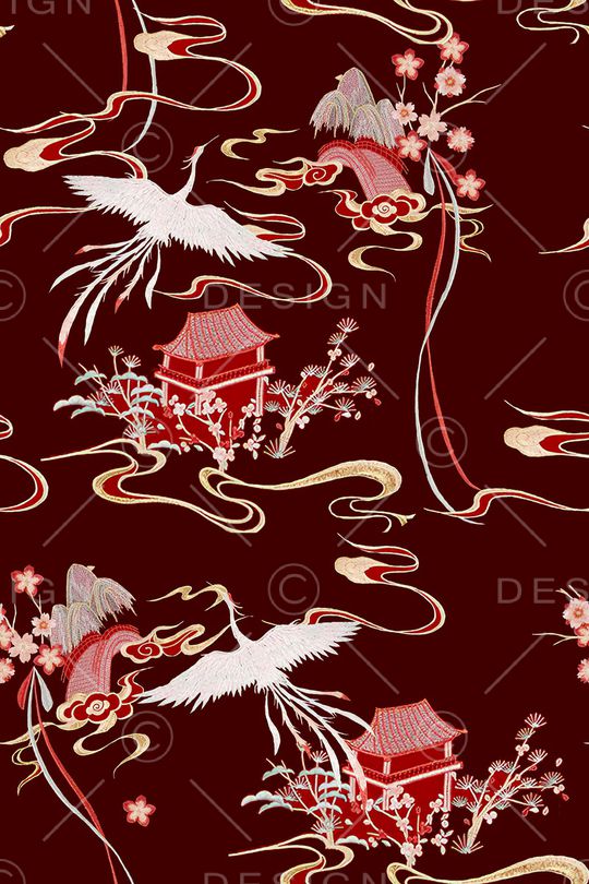 仙鹤印花华亿平台图片