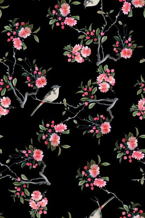 花鸟印花华亿平台图片