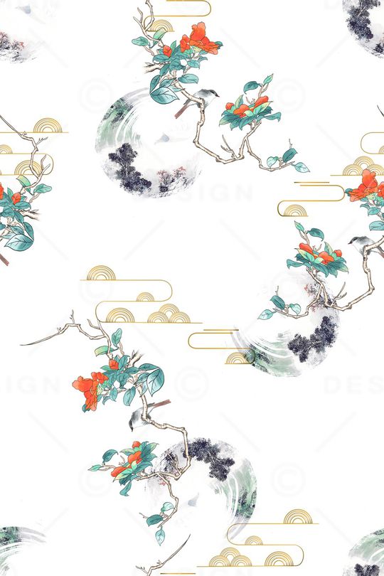 水墨风印花华亿平台图片