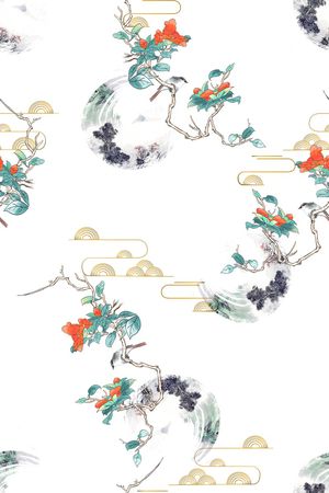 水墨风印花华亿平台图片