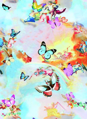 花卉蝴蝶印花华亿平台图片