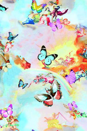 花卉蝴蝶印花华亿平台图片