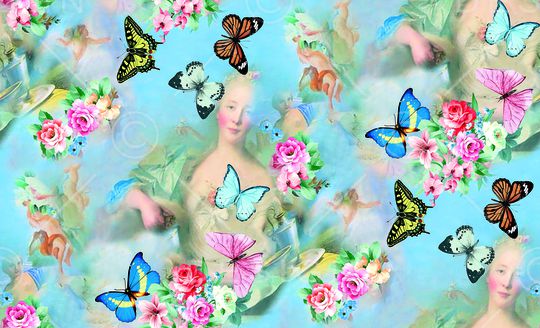 花卉蝴蝶印花华亿平台图片