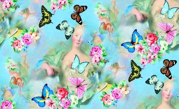 花卉蝴蝶印花华亿平台图片