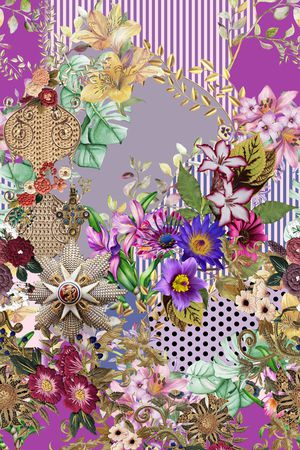 几何花卉印花华亿平台图片