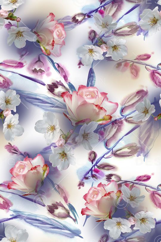 抽象花卉印花华亿平台图片