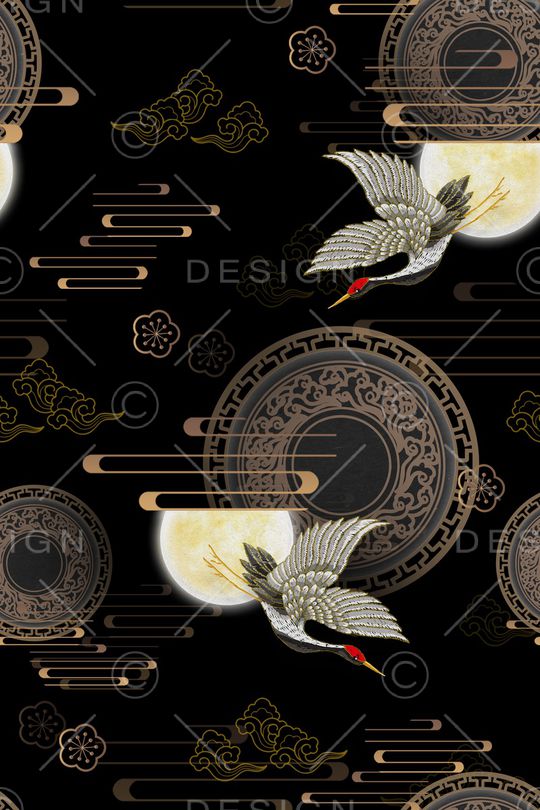 仙鹤印花华亿平台图片