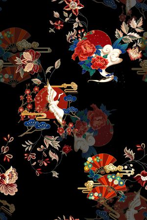 仙鹤印花华亿平台图片