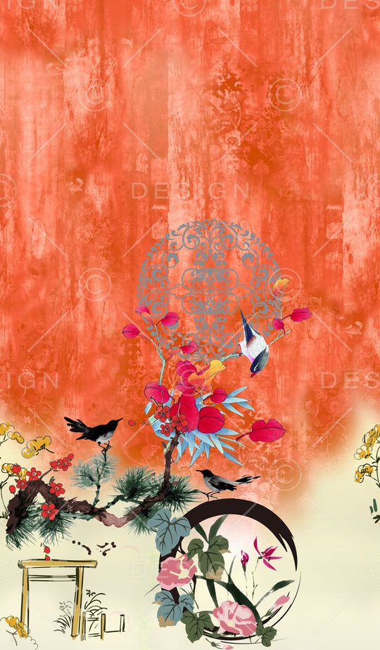 花鸟印花华亿平台图片